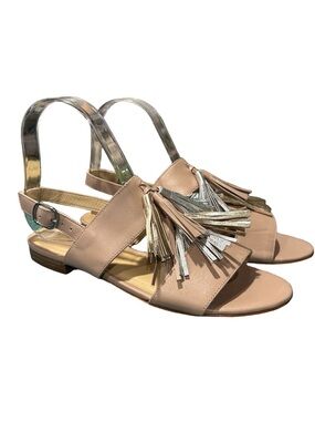 NWT Poppy Barley Women’s Beige Tassel Slingback Sandals Size 6